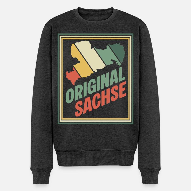 Emblème rétro original de Saxe - Pull Premium bio Homme - anthracite chiné