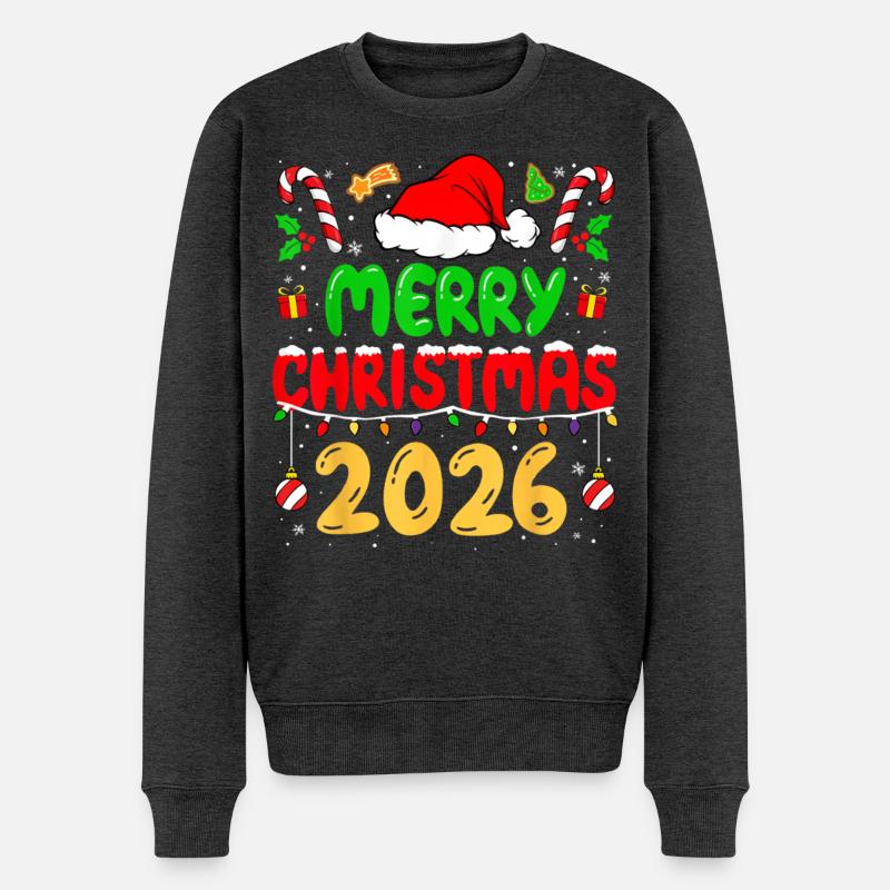 Frohe Weihnachten 2026 - Männer Premium Bio Pullover - Anthrazit meliert