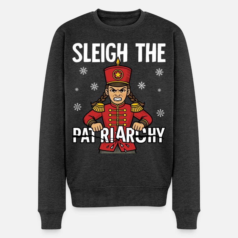 Sleigh The Patriarchy - Männer Premium Bio Pullover - Anthrazit meliert