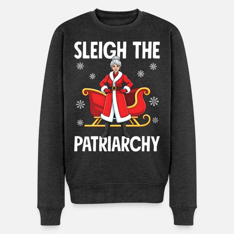 Sleigh The Patriarchy - Männer Premium Bio Pullover - Anthrazit meliert