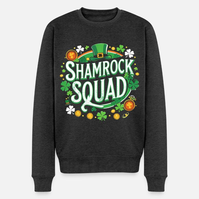 Shamrock Squad: Grünzauber - Männer Premium Bio Pullover - Anthrazit meliert