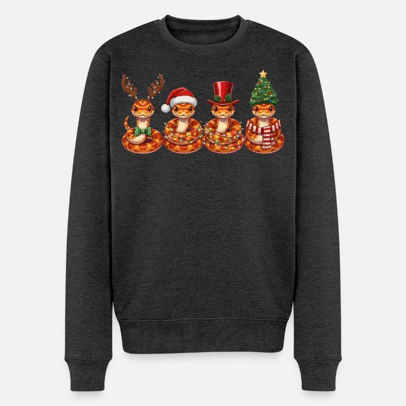 Kornnatter Weihnachtsmann Weihnachtsbeleuchtung  - Männer Premium Bio Pullover - Anthrazit meliert