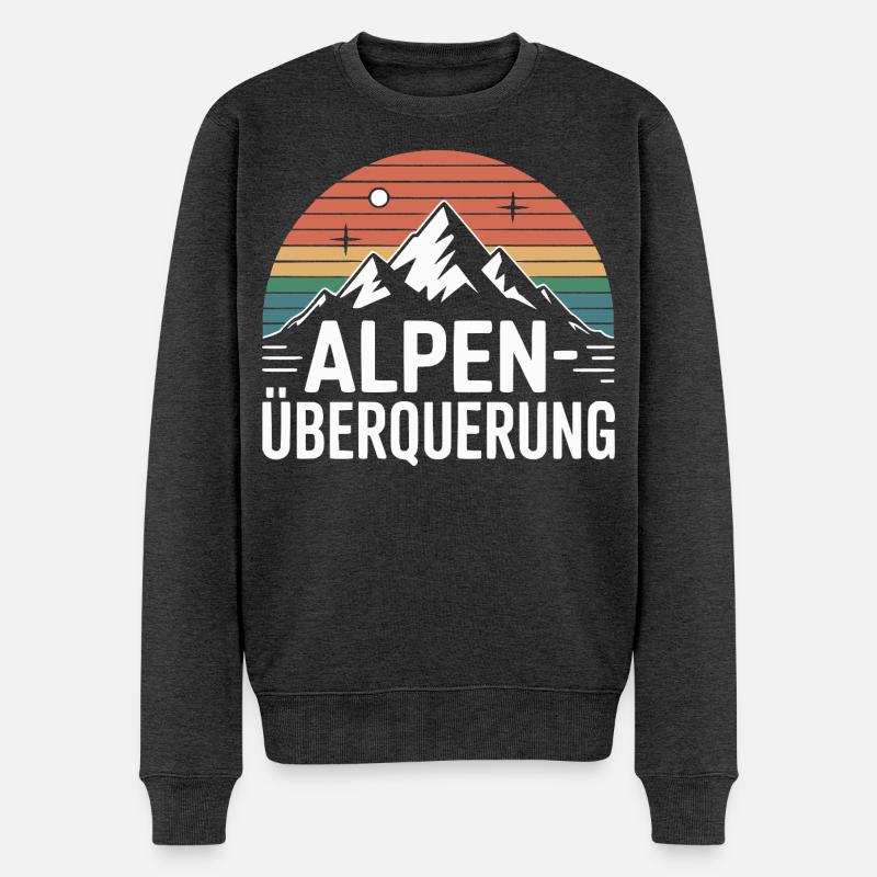 Alpen Überquerung Retro Berge Wandern - Männer Premium Bio Pullover - Anthrazit meliert