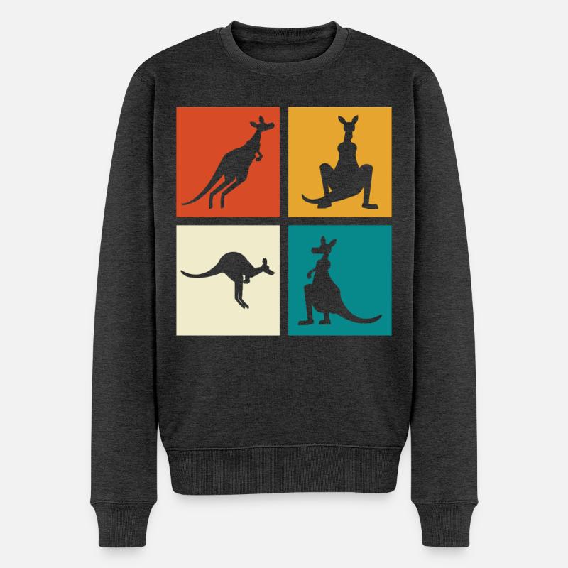 Känguru Vierbild Silhouetten - Männer Premium Bio Pullover - Anthrazit meliert