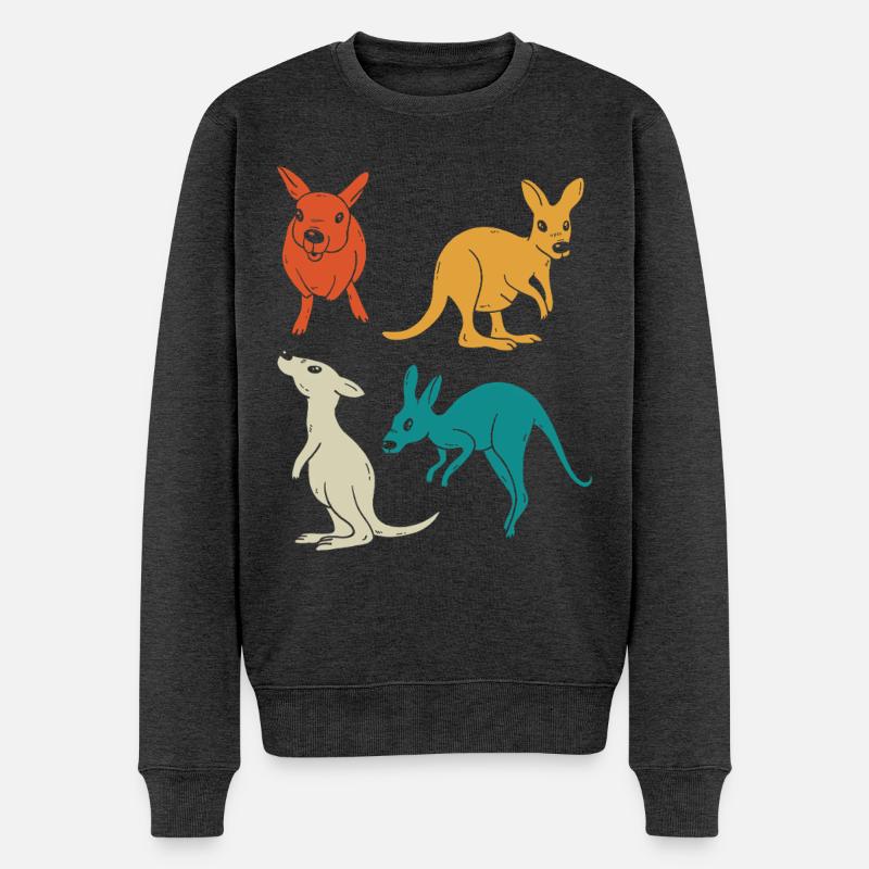 Känguru-Quartett in Farbenvielfalt - Männer Premium Bio Pullover - Anthrazit meliert