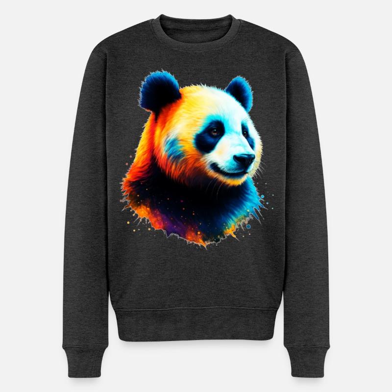 Panda - Männer Premium Bio Pullover - Anthrazit meliert
