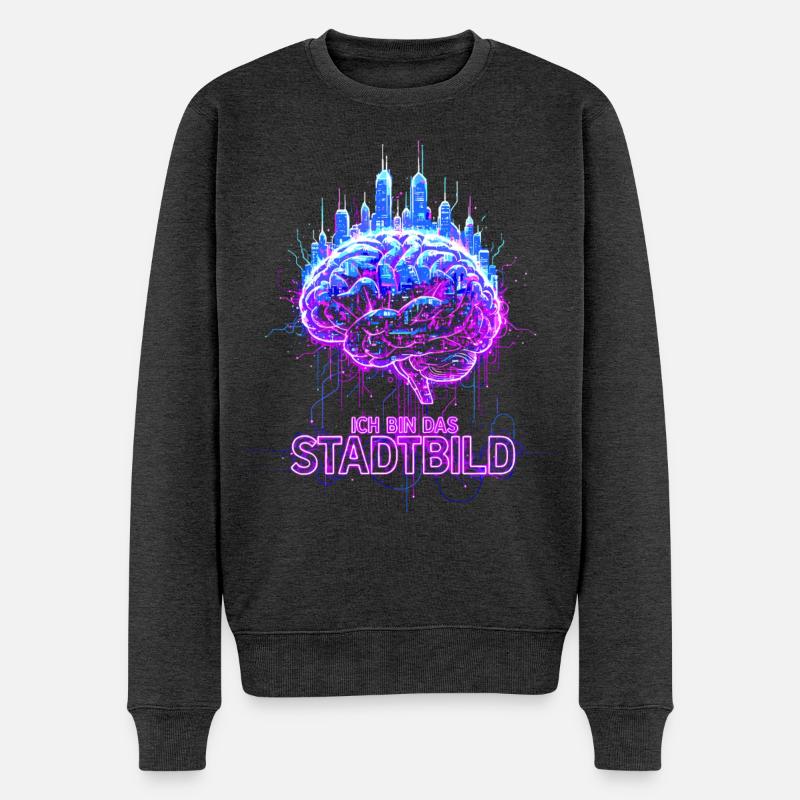 Ich Bin Das Stadtbild - Neon Gehirn - Männer Premium Bio Pullover - Anthrazit meliert