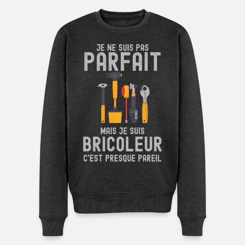 Perfekt, nein, cleverer Handwerker - Männer Premium Bio Pullover - Anthrazit meliert