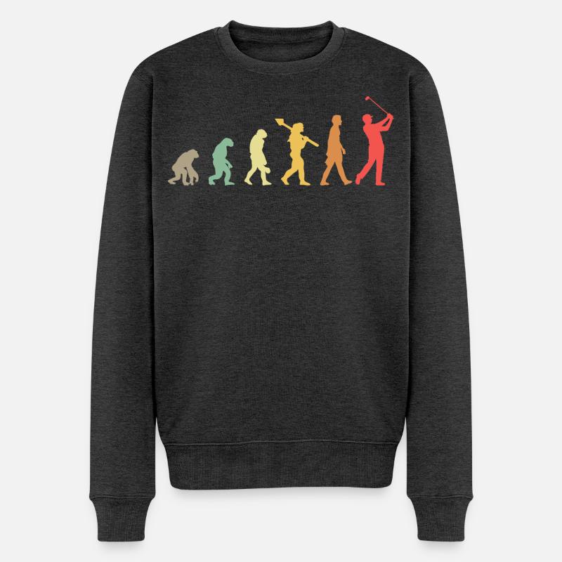 Golf Golfer Golf Course Golfer Evolution - Men's Premium Organic Jumper - heather anthracite