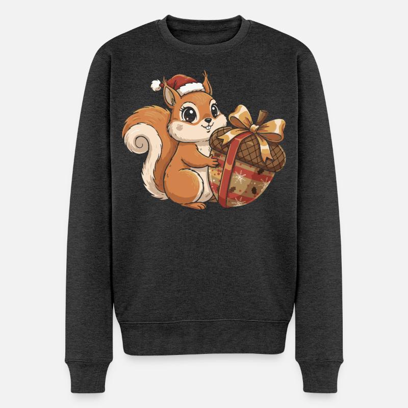 Winterfreude Eichhörnchen Geschenk - Männer Premium Bio Pullover - Anthrazit meliert