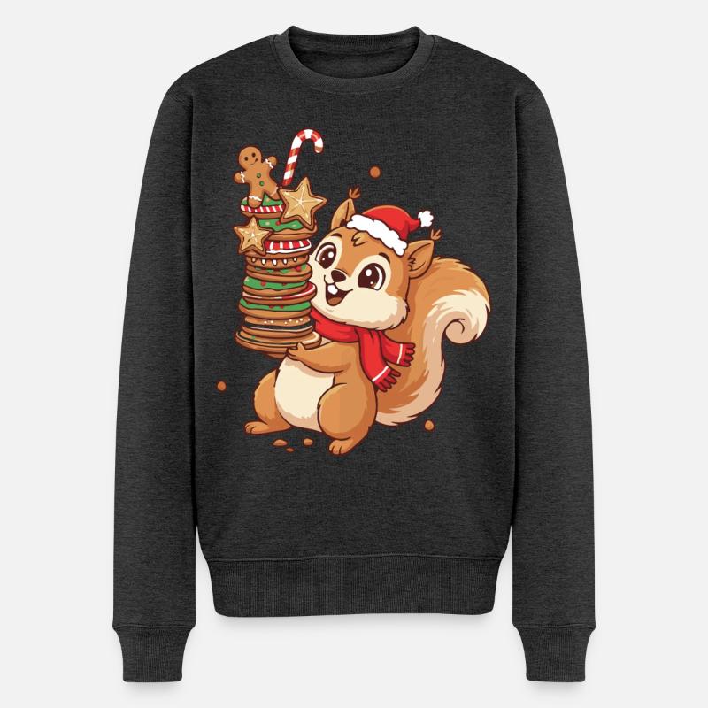 Écureuil de Noël avec des biscuits - Pull Premium bio Homme - anthracite chiné