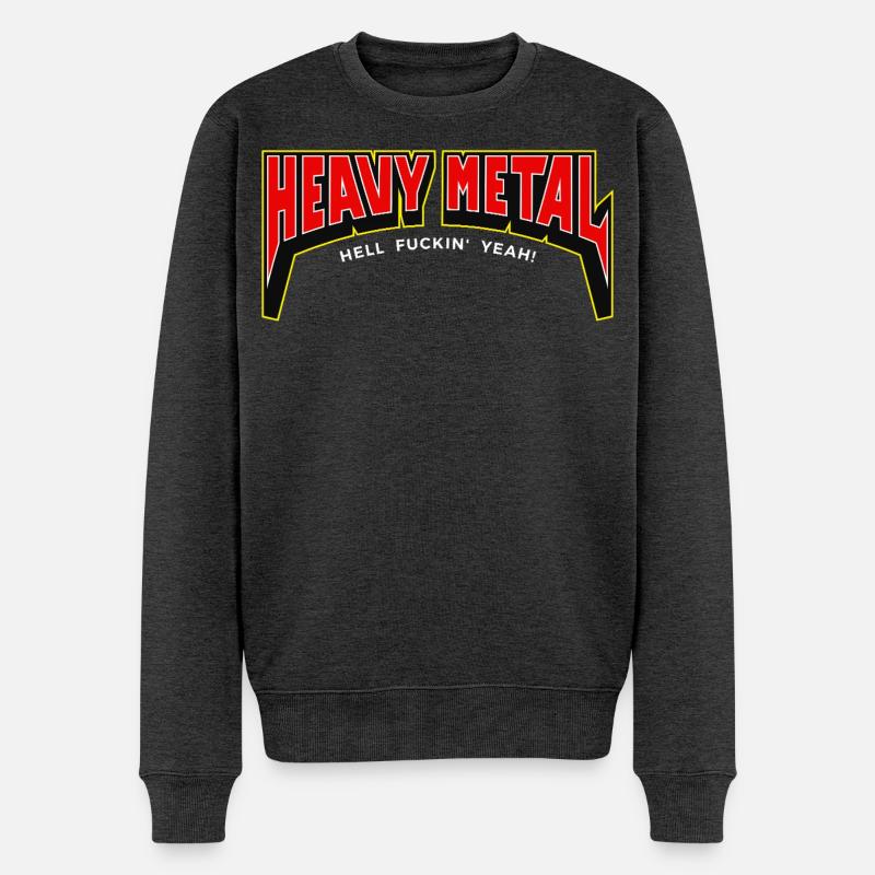 Heavy Metal Hell yes 3D-Logo-Banner - Männer Premium Bio Pullover - Anthrazit meliert
