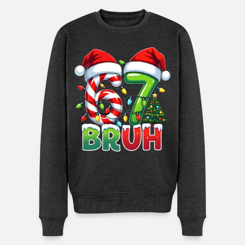 Bruh 67 Zuckerstangen Weihnachtsdesign - Männer Premium Bio Pullover - Anthrazit meliert