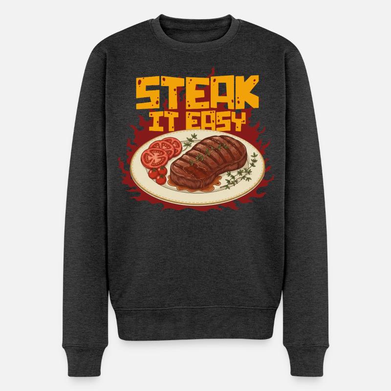 Steak It Easy - Männer Premium Bio Pullover - Anthrazit meliert