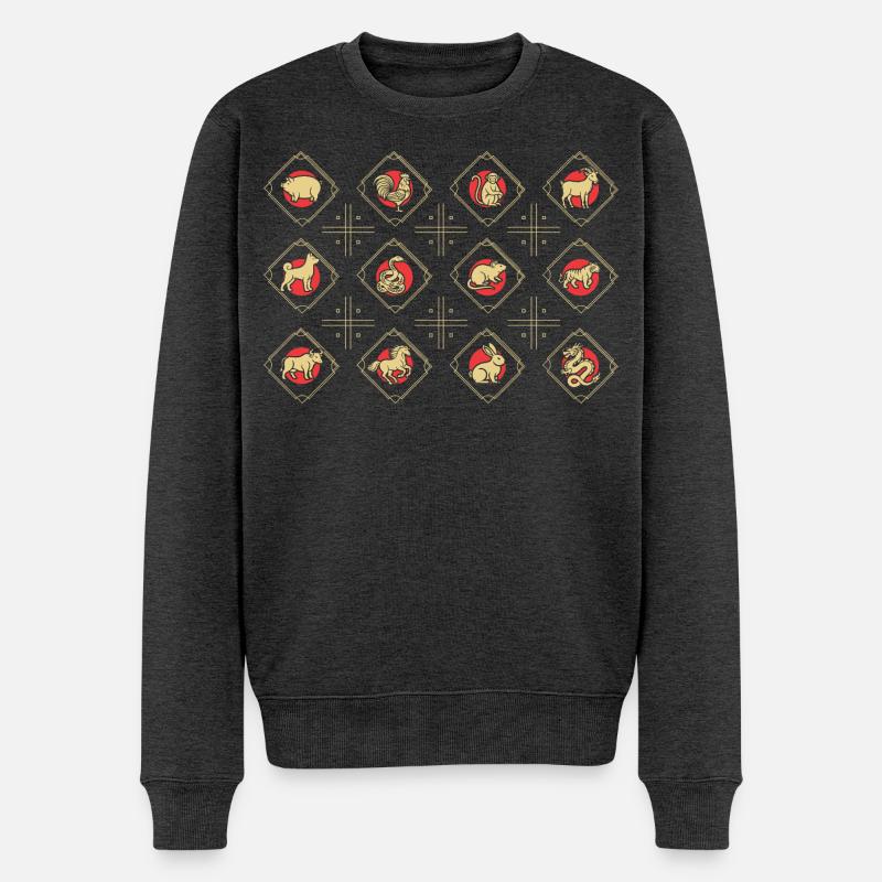 Chinesisches Neujahr Chinesisches Tierzeichen - Männer Premium Bio Pullover - Anthrazit meliert