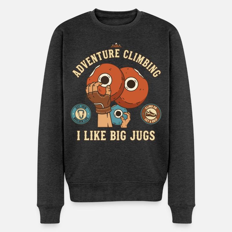 Escalade d’aventure J’aime Big Jugs Rock - Pull Premium bio Homme - anthracite chiné