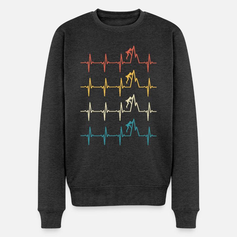 Kletternder Herzschlag-Kletterer - Männer Premium Bio Pullover - Anthrazit meliert