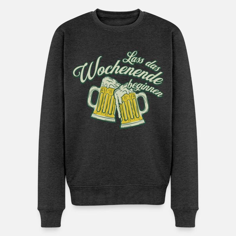 Wochenende Anstoßen Bier Alkohol Männer - Männer Premium Bio Pullover - Anthrazit meliert
