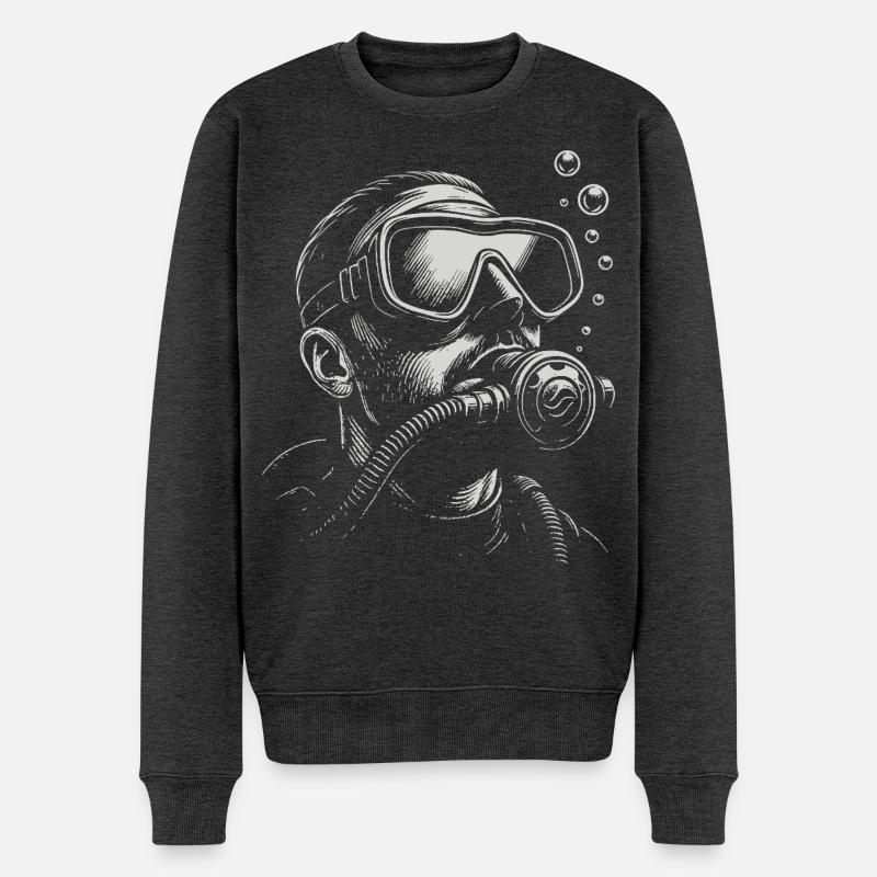 Scuba Diver Taucher  - Männer Premium Bio Pullover - Anthrazit meliert