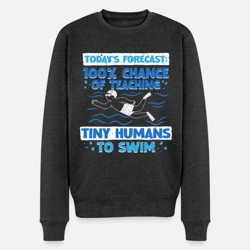 Schwimmlehrer Teaching Tiny Humans To Swim - Männer Premium Bio Pullover - Anthrazit meliert