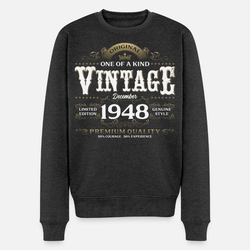 77e anniversaire Millésime décembre 1948 - Pull Premium bio Homme - anthracite chiné