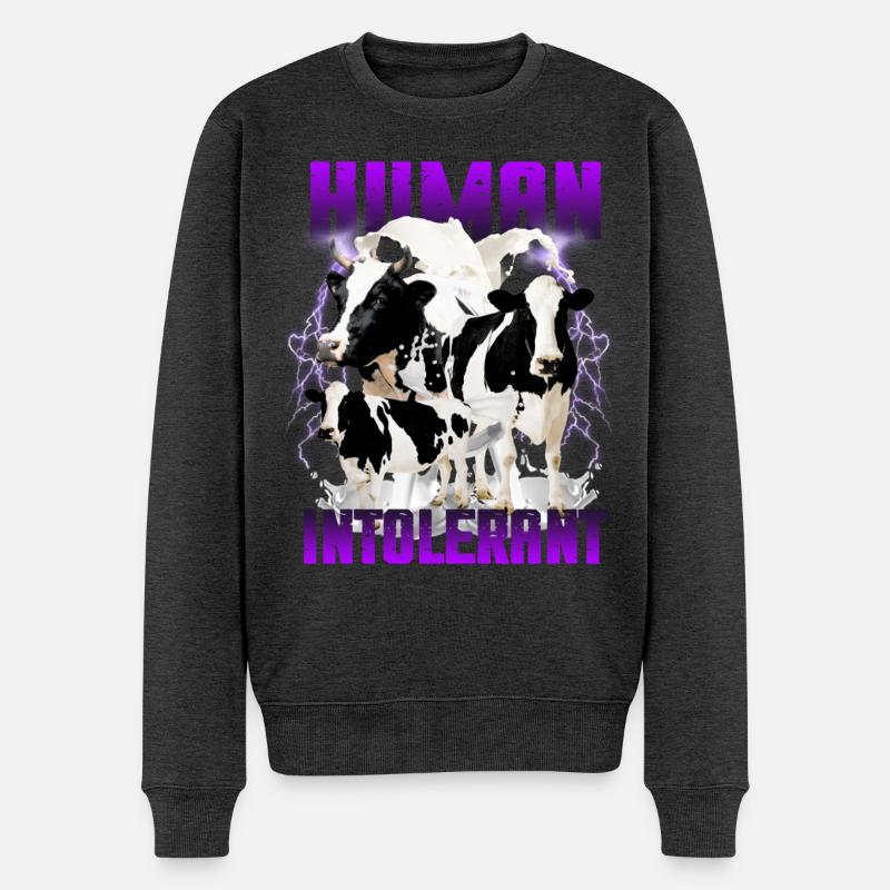 Unwearable Bootleg Human Intolerant - Männer Premium Bio Pullover - Anthrazit meliert