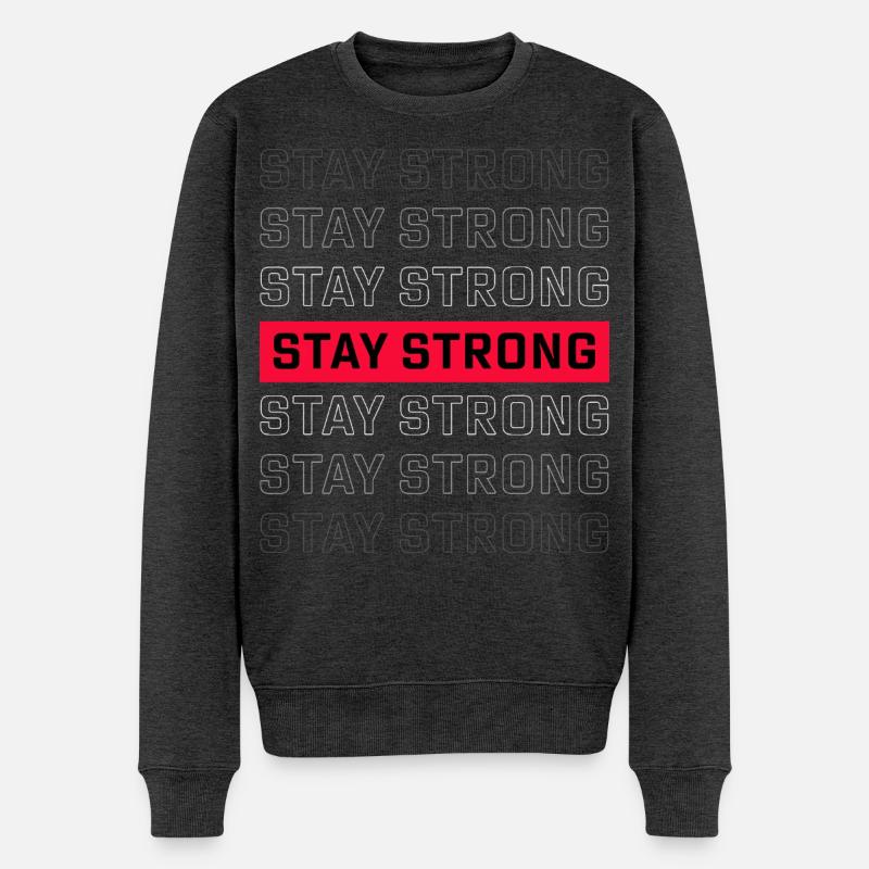 RESTEZ FORT – Starkes Statement Design - Pull Premium bio Homme - anthracite chiné