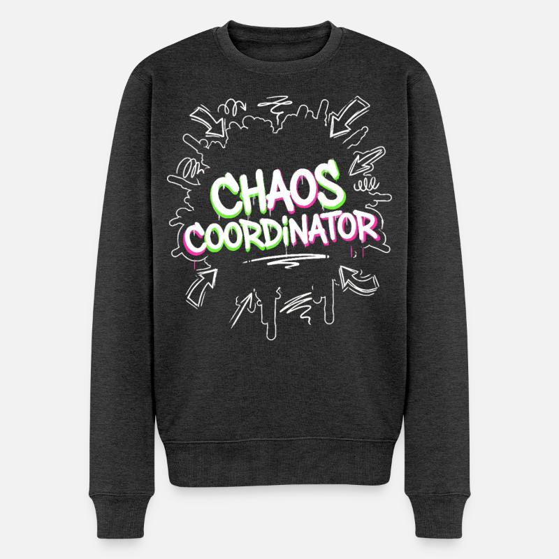 Chaos Coordinator - Männer Premium Bio Pullover - Anthrazit meliert