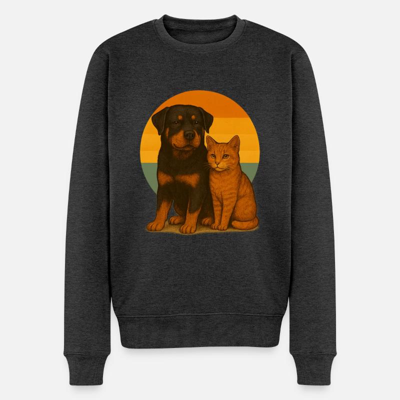 Rottweiler Katze - Männer Premium Bio Pullover - Anthrazit meliert