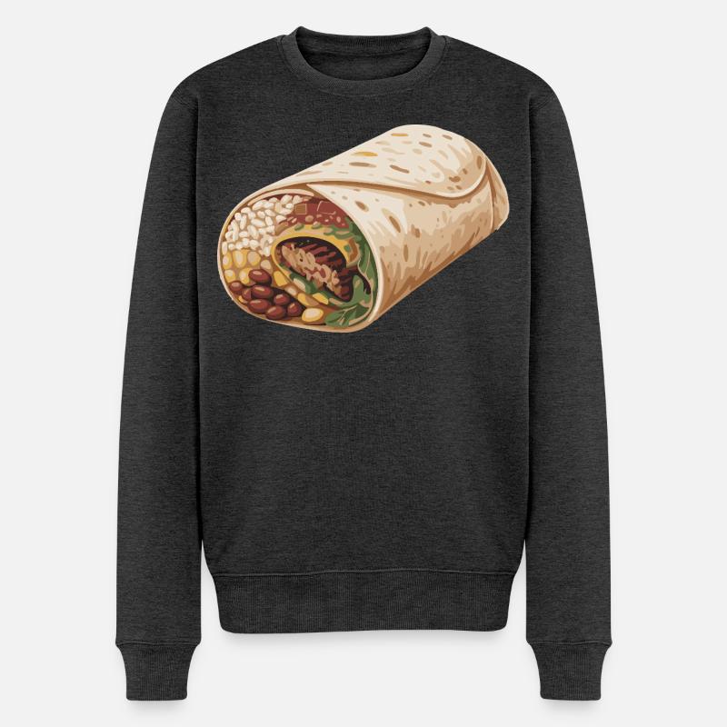 Burrito Wrap Illustration - Männer Premium Bio Pullover - Anthrazit meliert