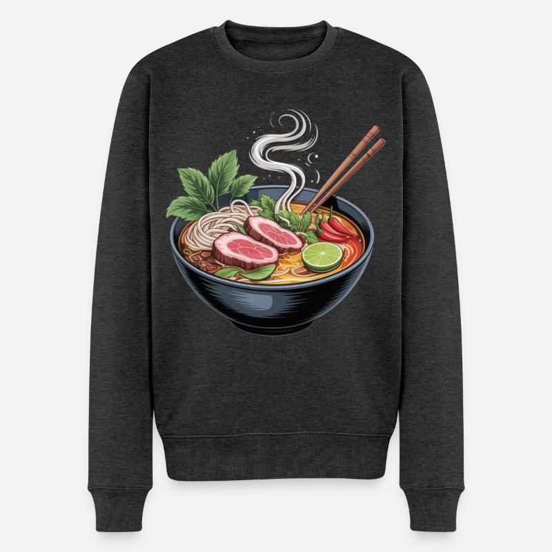 Ramen-Bowl mit Lamm und Limette - Männer Premium Bio Pullover - Anthrazit meliert