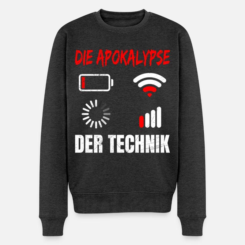 Coder L’APOCALYPSE DE LA TECHNOLOGIE DRÔLE - Pull Premium bio Homme - anthracite chiné
