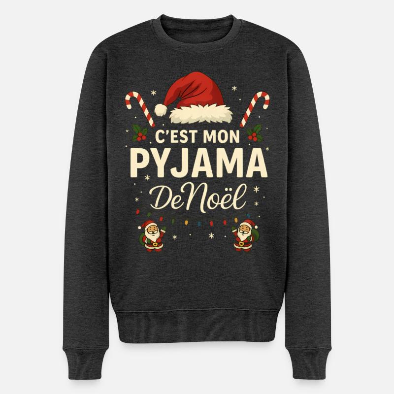 Das ist mein Weihnachtspyjama-Humor - Männer Premium Bio Pullover - Anthrazit meliert