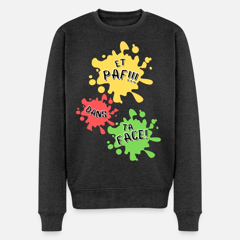 Boom, direkt ins Gesicht! - Männer Premium Bio Pullover - Anthrazit meliert