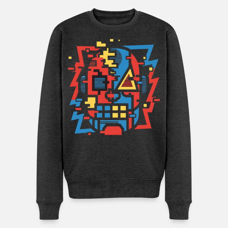 Face de bug abstraite - Pull Premium bio Homme - anthracite chiné