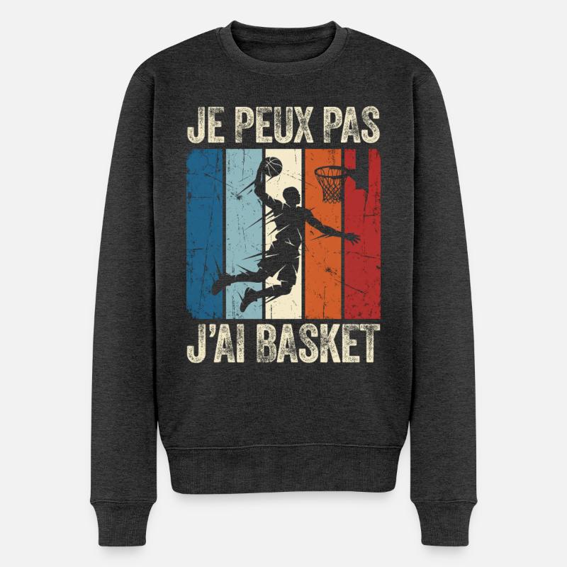 Je peux pas j'ai basket - Pull Premium bio Homme - anthracite chiné