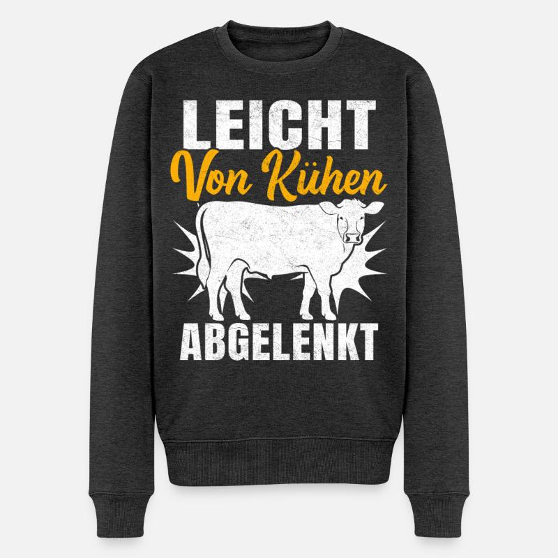 Facilement distrait par les vaches - Pull Premium bio Homme - anthracite chiné