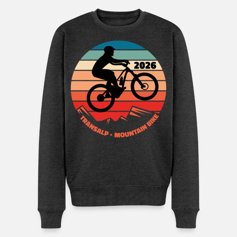 Transalp 2026 mit Mountainbike - Männer Premium Bio Pullover - Anthrazit meliert
