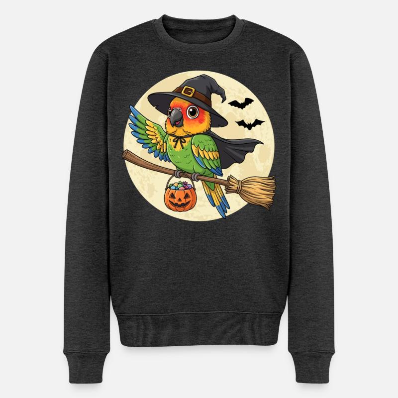 Süßes Papagei Hexe Halloween - Männer Premium Bio Pullover - Anthrazit meliert