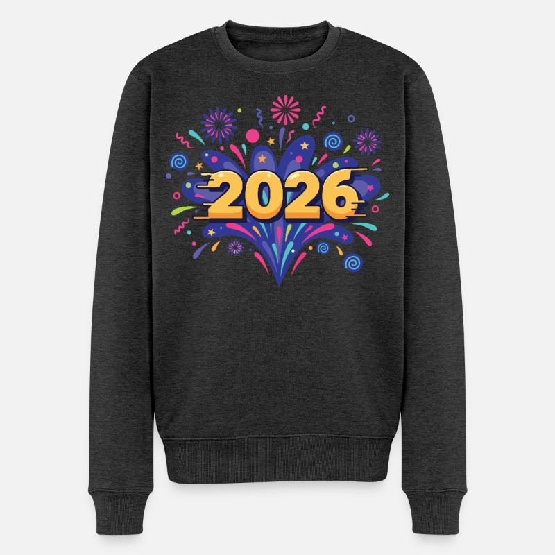 2026 Feuerwerksfeier Silvesterabend - Männer Premium Bio Pullover - Anthrazit meliert