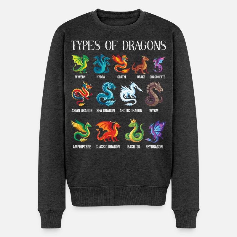 Arten von Dragons Lover Fantasy - Männer Premium Bio Pullover - Anthrazit meliert