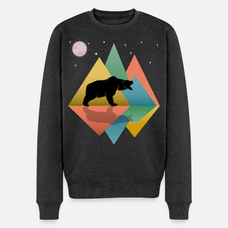 Bär in den Bergen - Männer Premium Bio Pullover - Anthrazit meliert