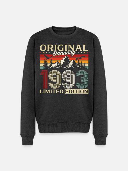 33rd Birthday Original January 1993 - Men's Premium Organic Jumper - heather anthracite