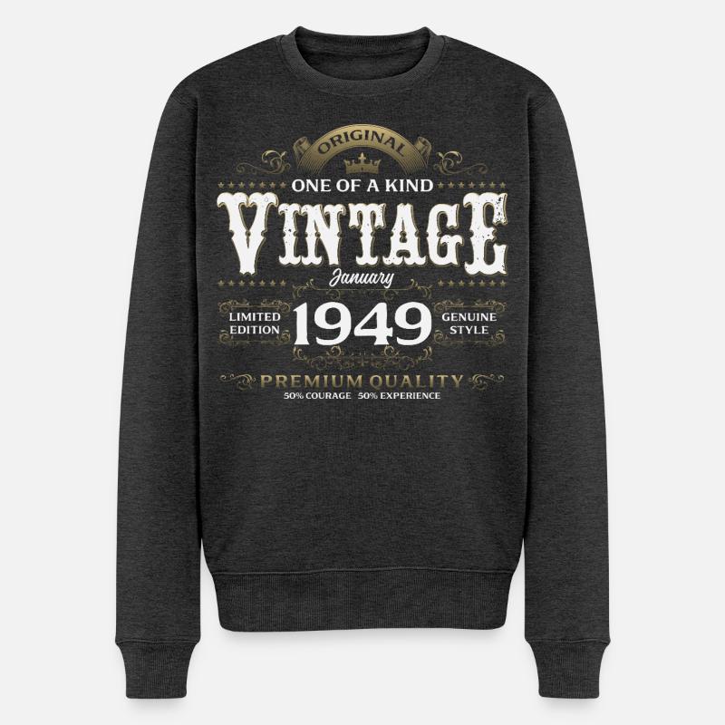 77e anniversaire Millésime janvier 1949 - Pull Premium bio Homme - anthracite chiné