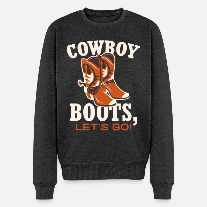 Cowboy Boots Let's Go - Männer Premium Bio Pullover - Anthrazit meliert