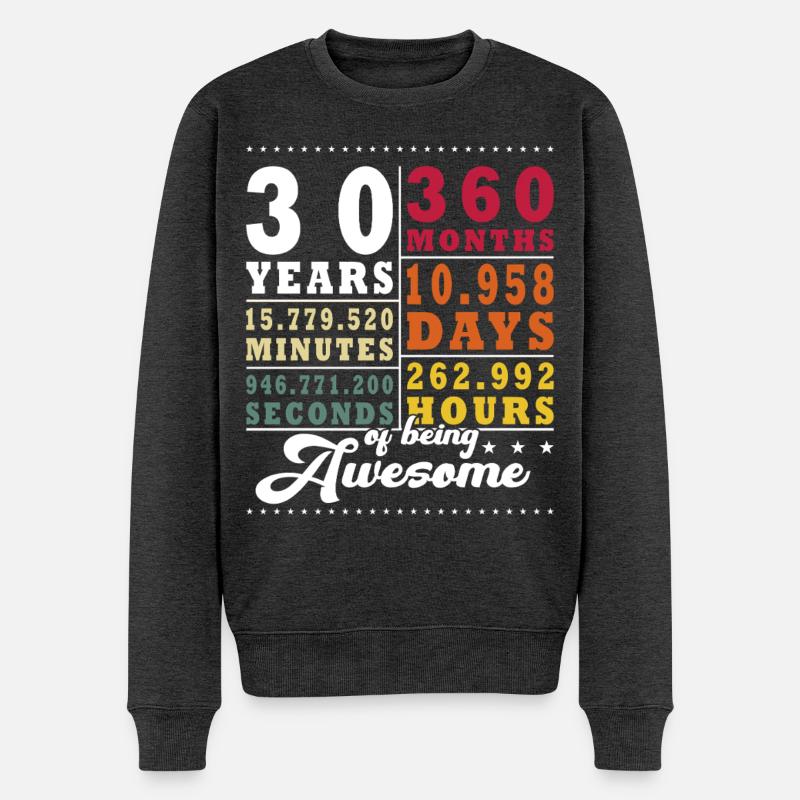 30 Jahre Dreißigster Geburtstag - Männer Premium Bio Pullover - Anthrazit meliert