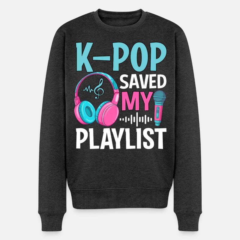 K-Pop Saved My Playlist - Männer Premium Bio Pullover - Anthrazit meliert
