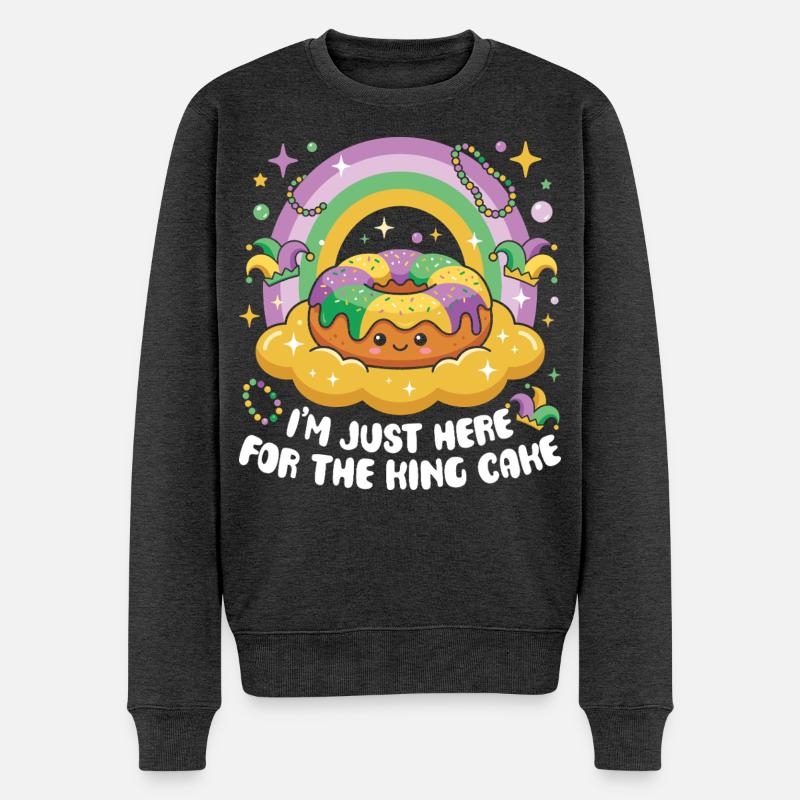 King Cake Mardi Gras Kawaii - Pull Premium bio Homme - anthracite chiné
