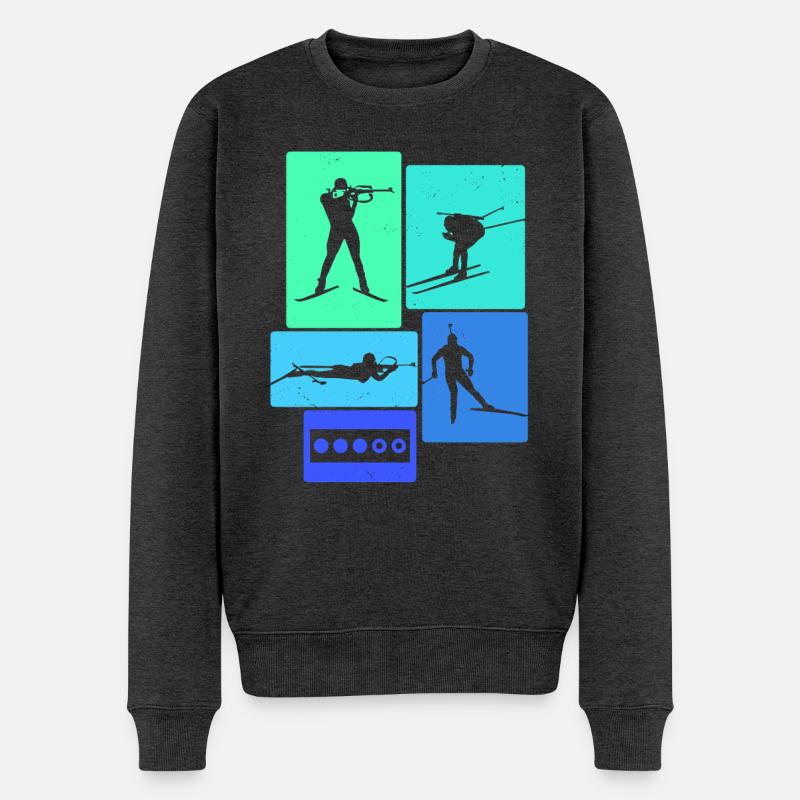 Biathlon Retro-Biathlet - Männer Premium Bio Pullover - Anthrazit meliert