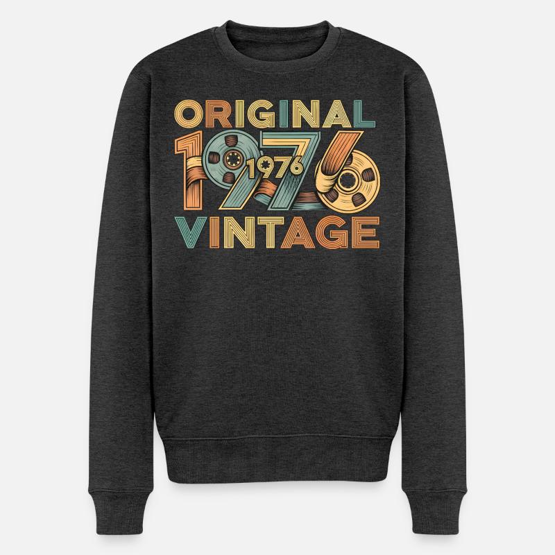 Original 1976 Retro - Männer Premium Bio Pullover - Anthrazit meliert